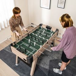 premium 54 inch foosball table arcade soccer game table with 2 balls and 26 players, sturdy mdf construction