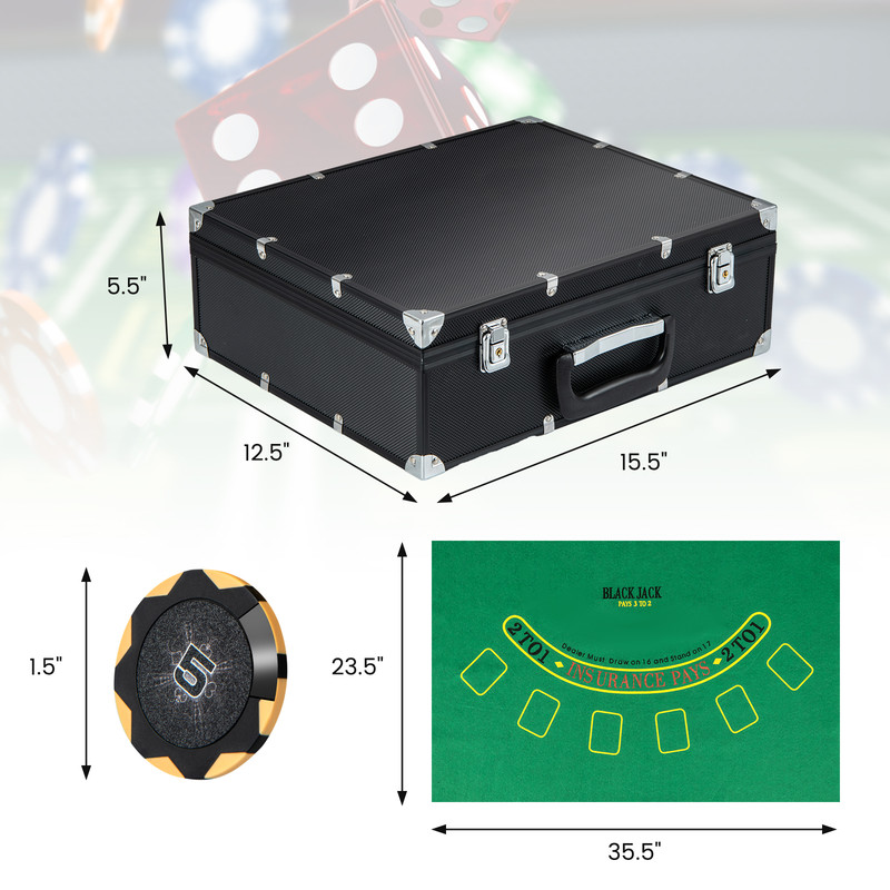 Premium 14 Gram Poker Chips 300 Pieces Casino Poker Chip Set With Automatic Card Shuffler Lockable 7