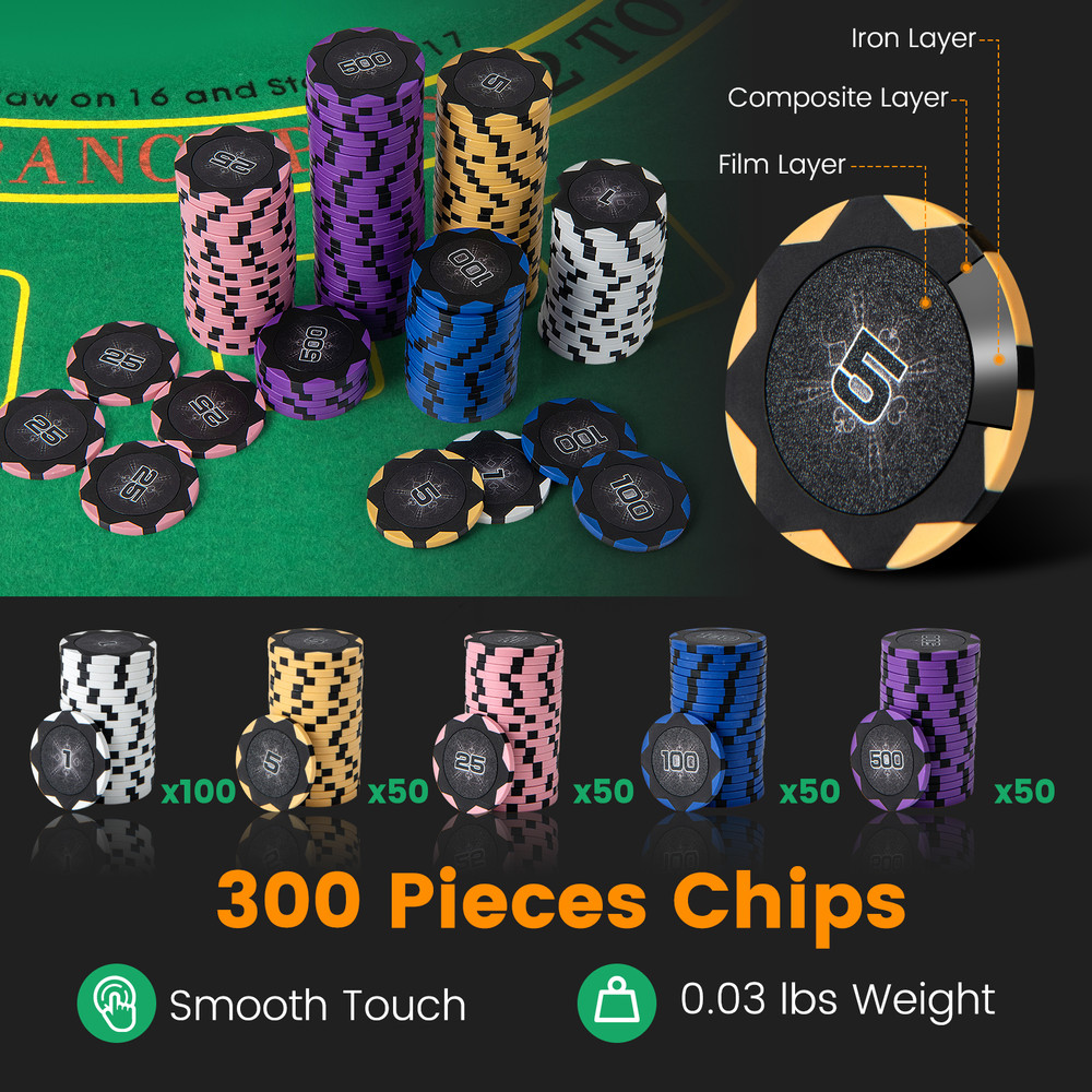Premium 14 Gram Poker Chips 300 Pieces Casino Poker Chip Set With Automatic Card Shuffler Lockable 2