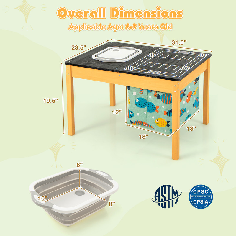 3in1 Kids Sand Water Activity Table With Foldable Storage Bin Versatile Sensory Play Storage Stati 7