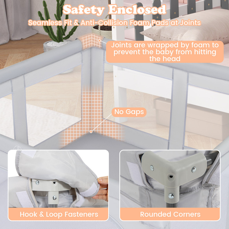 Large Baby Playpen BPAFree Foldable Toddlers Safety Fence Play Yard With Zipper Gate Spacious Indoo 1