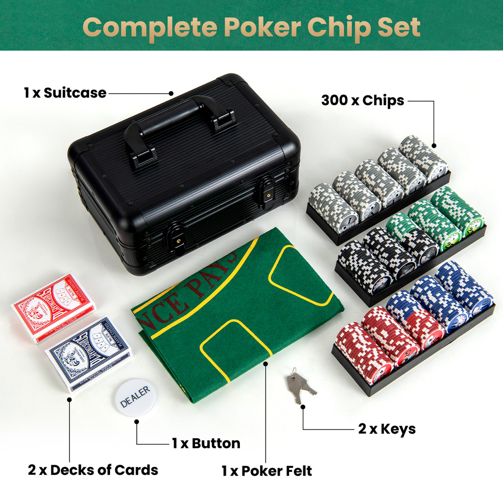 Premium Texas Holdem Poker Chip Set With 300 Pieces Chips In Lockable Aluminum Case 4