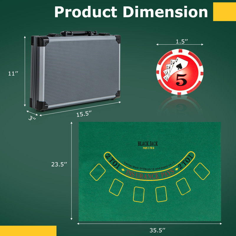 Premium Texas Holdem Poker Chip Set Casino Poker Chips With 400 Pieces Chips In Lockable Aluminum C 7