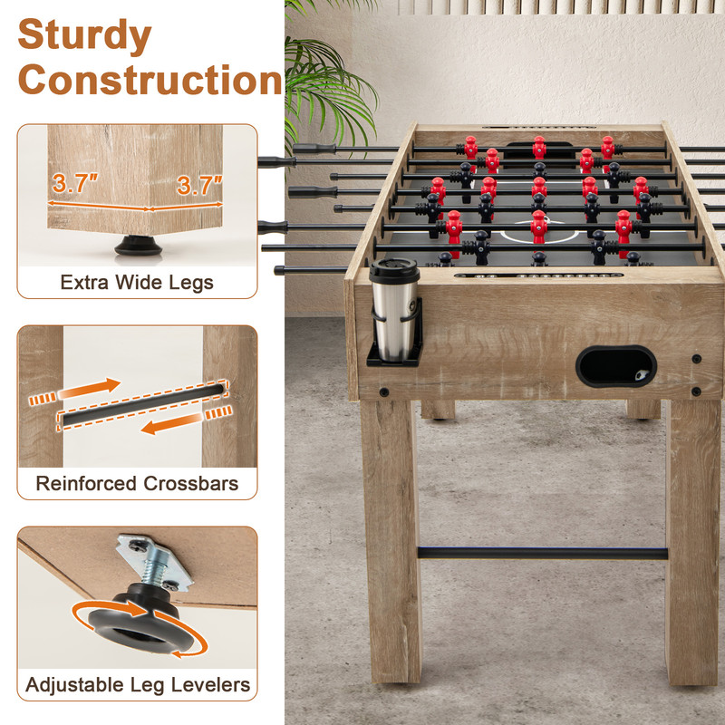 Ultimate FullSize Foosball Table With Legs 2 Balls And 2 Foldable Cup Holders For Kids Teens Adults 4