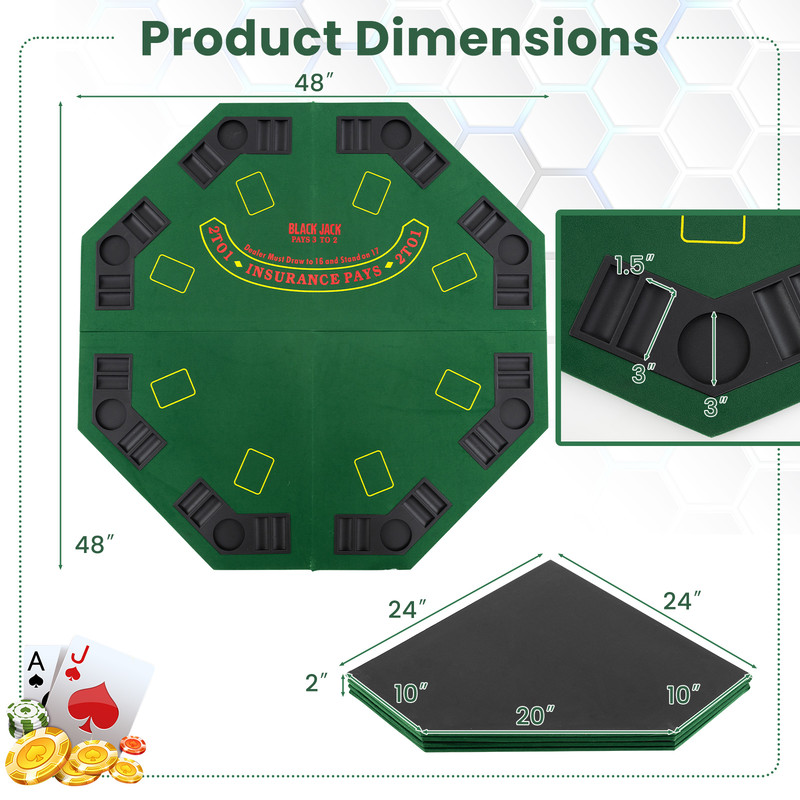 Foldable Poker Table Top With Carrying Bag Cup Holders QuadFold Storage For Texas Holdem Casino G 7
