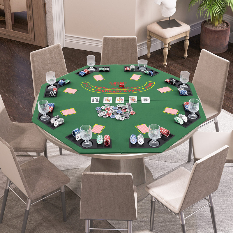 Foldable Poker Table Top With Carrying Bag Cup Holders QuadFold Storage For Texas Holdem Casino G 6