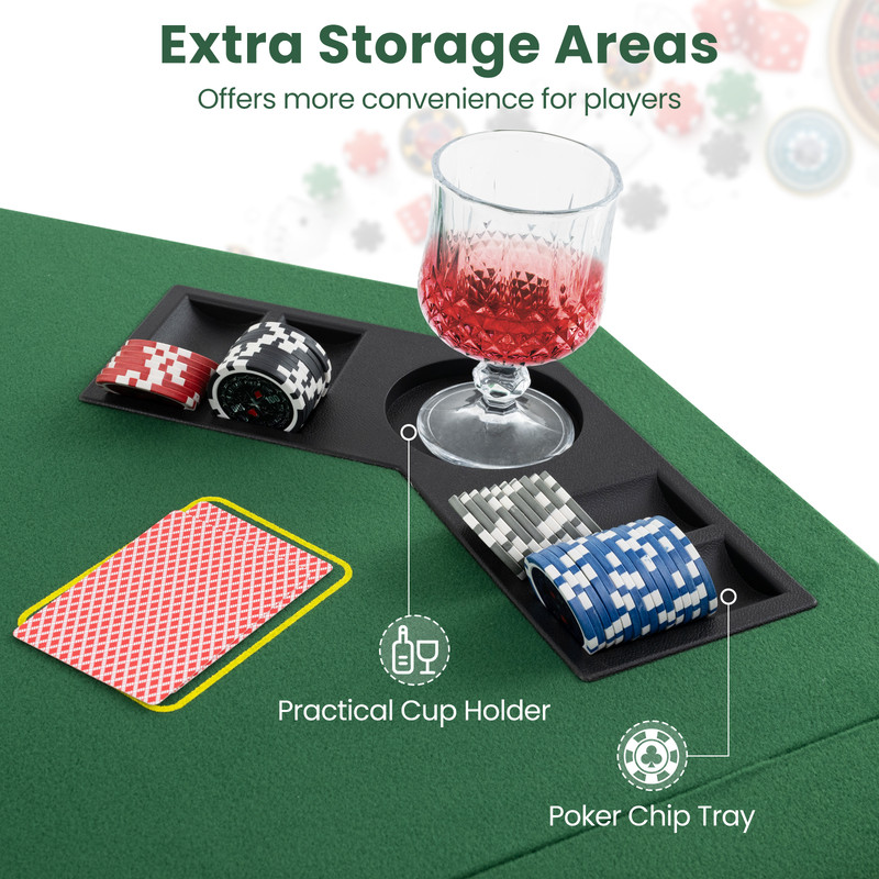 Foldable Poker Table Top With Carrying Bag Cup Holders QuadFold Storage For Texas Holdem Casino G 3