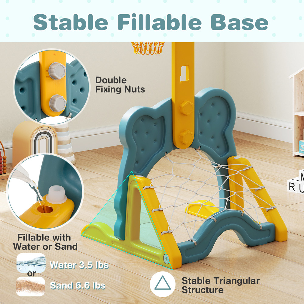 4in1 Toddler Basketball Hoop With Rim And Soccer Goal Adjustable Kids Activity Center With Ring Tos 4