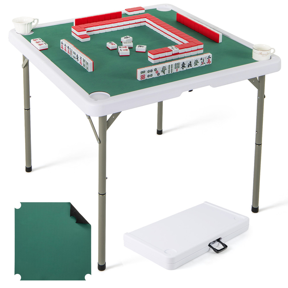 35 Inch 4Player Folding Mahjong Table With Cup Holders Portable Card Game Table 6