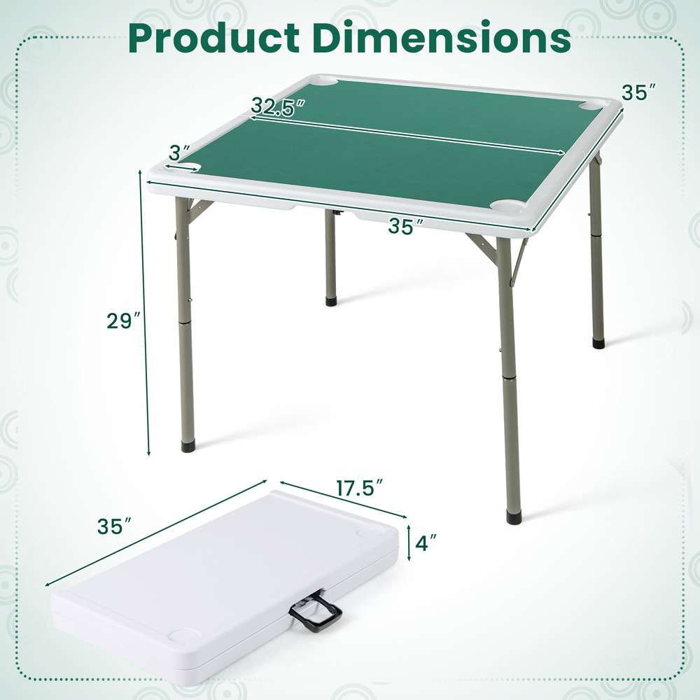 35 Inch 4Player Folding Mahjong Table With Cup Holders Portable Card Game Table 7