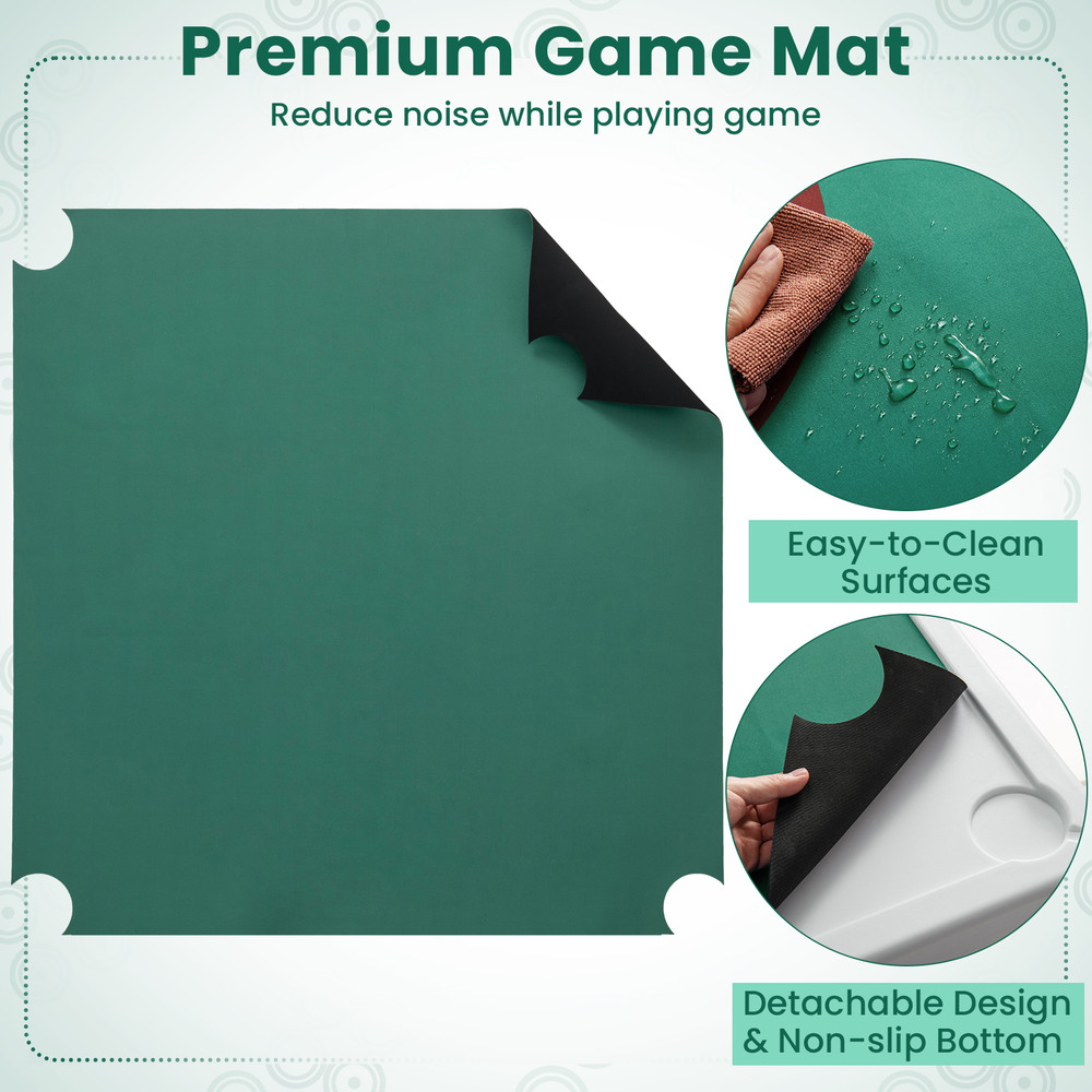 35 Inch 4Player Folding Mahjong Table With Cup Holders Portable Card Game Table 4