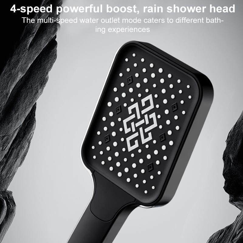 Square High Pressure Overhead Shower Head Air Boost Bathroom Shower Nozzle White