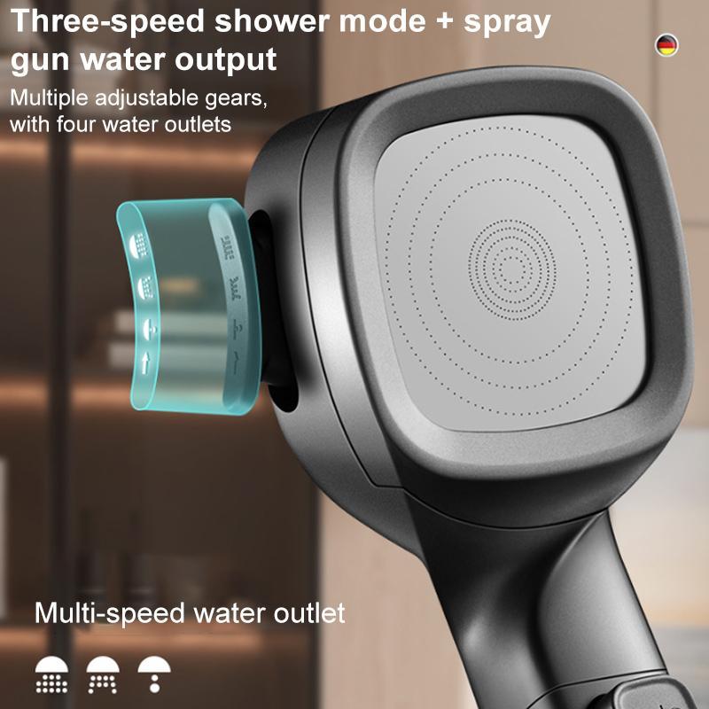 Pressurized Spray Gun Filter Shower Head with One-Touch Water Stop, Multifunctional Handheld Bathroom