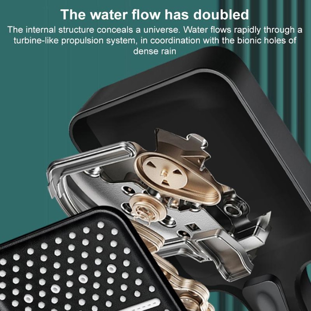 Adjustable Pressurized Square Large Panel Shower Head Portable High Pressure Shower Nozzle Black