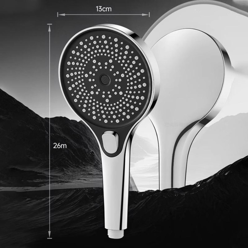 Pressurized Adjustable Round Panel Rainfall Shower Head Nozzle Silver