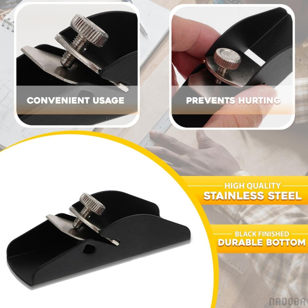 Mini Wood Planer Handheld Woodworking Trimming Tool Stainless Steel Hand Plane with Blade