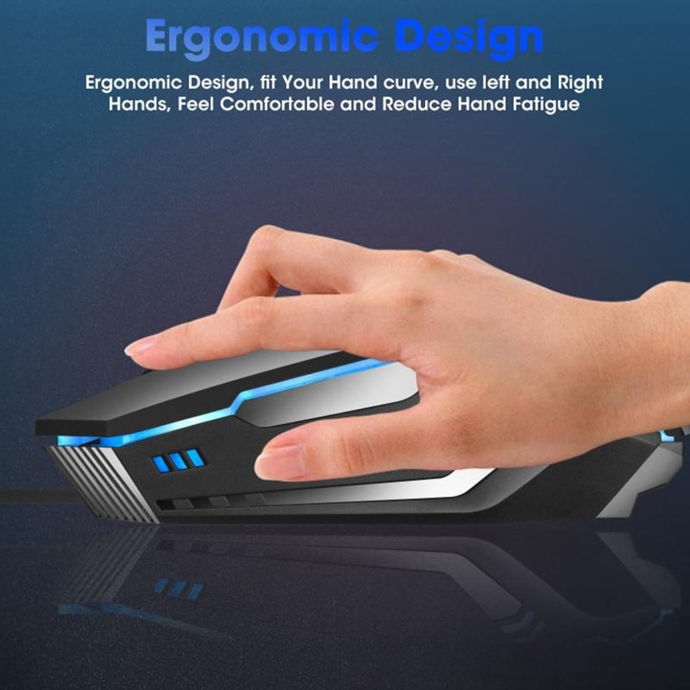 USB RGB Gaming Mouse Wired Ergonomic Adjustable DPI Black