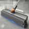 Scrub Brush with Long Handle, V-Shaped Grout Brush & Squeegee for Tile & Bathroom Cleaning