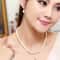 Bridal Pearl Necklace and Earrings Set Rhinestone Wedding Jewelry Set for Brides