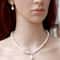 Bridal Pearl Necklace and Earrings Set Rhinestone Wedding Jewelry Set for Brides