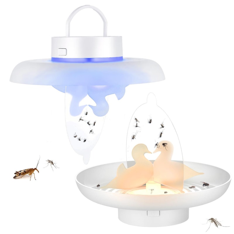 Mosquito Trap Indoor Outdoor Flea Trap Insect Catcher LED Light White