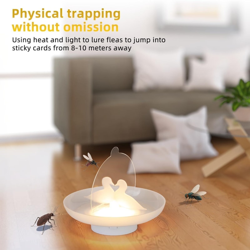 Mosquito Trap Indoor Outdoor Flea Trap Insect Catcher LED Light White
