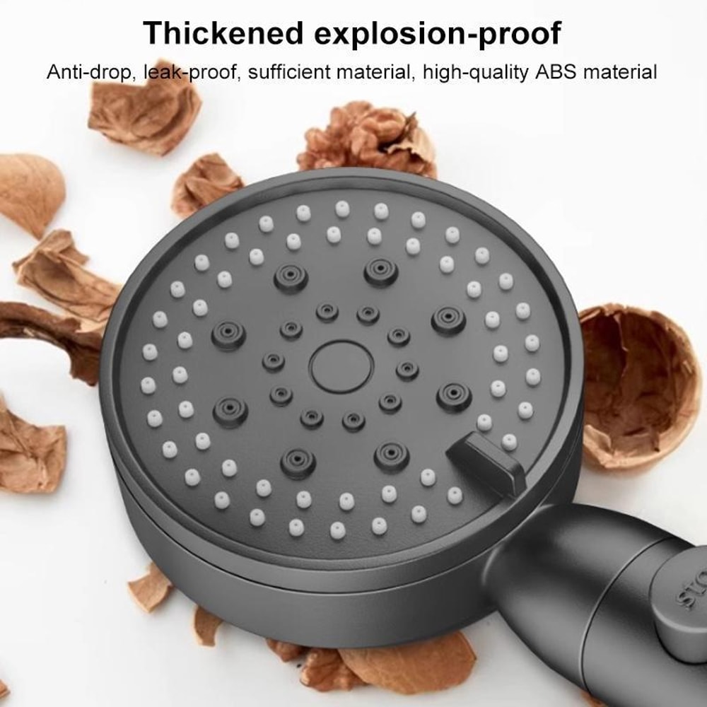 Pressurized Handheld Shower Head with Pause Button High Pressure Water Saving Titanium Gray