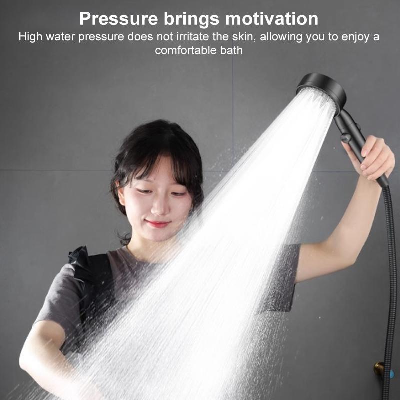 Pressurized Handheld Shower Head with Pause Button High Pressure Water Saving Titanium Gray