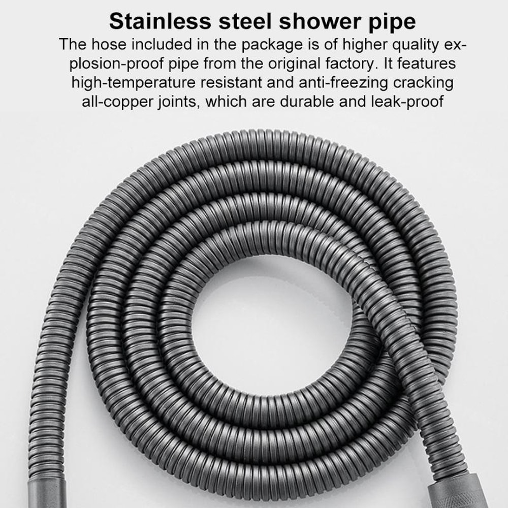 Dual Use High Pressure Handheld & Overhead Shower Head Metal Gray