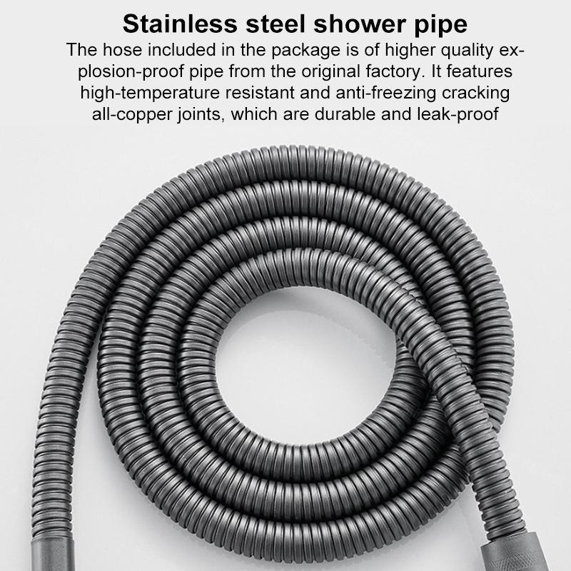 Dual Use High Pressure Handheld & Overhead Shower Head Metal Gray