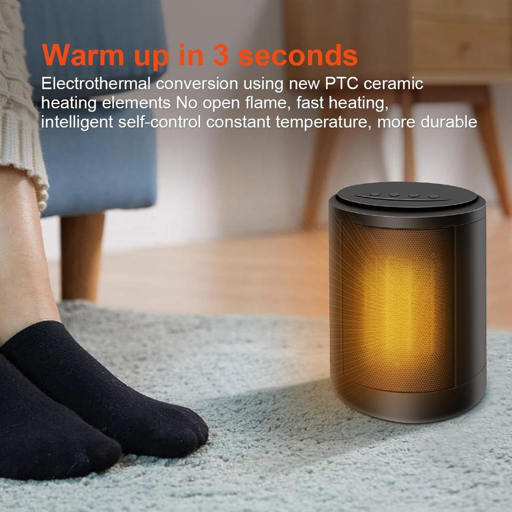 Cylindrical Ceramic Space Heater Quick Heat Mini Electric Heater Portable Indoor Warmer