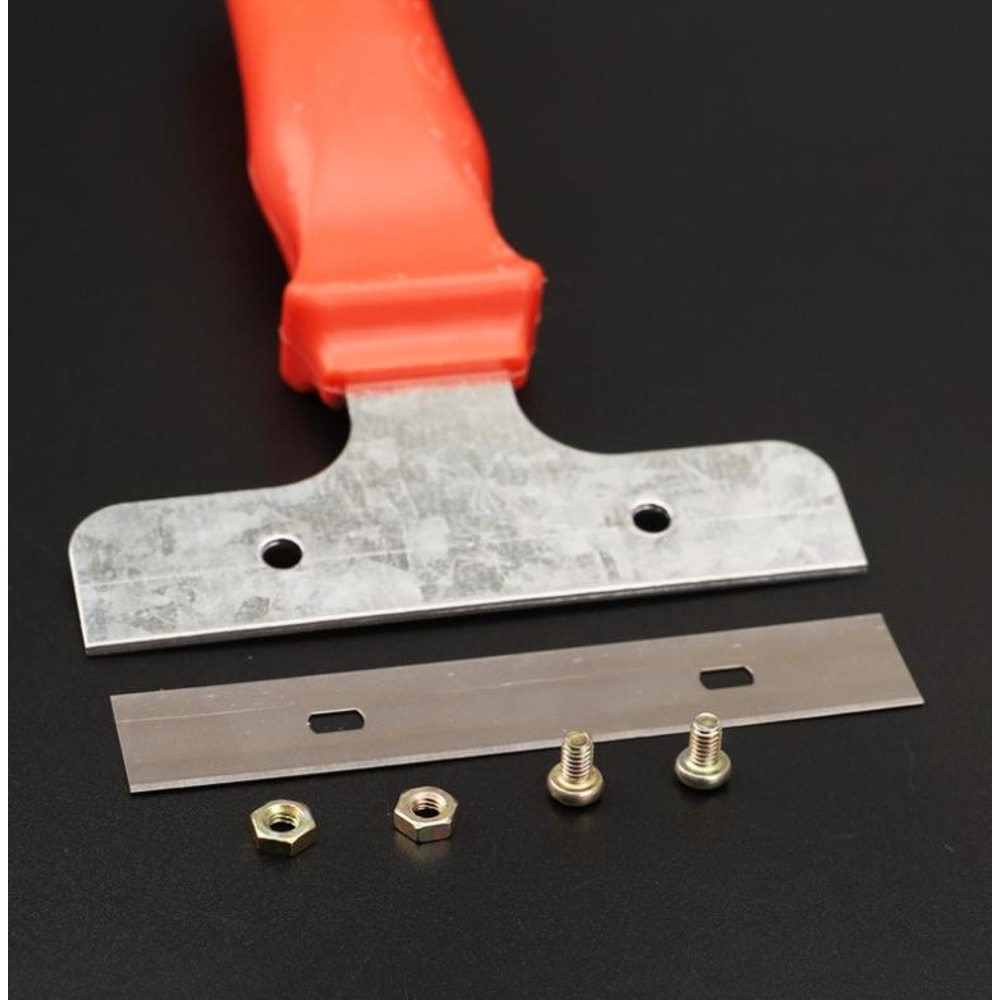 Heavy Duty Iron Head Glass Window & Tile Floor Scraper Cleaner Tool for Paint, Ice & Wall Cleaning (Red)