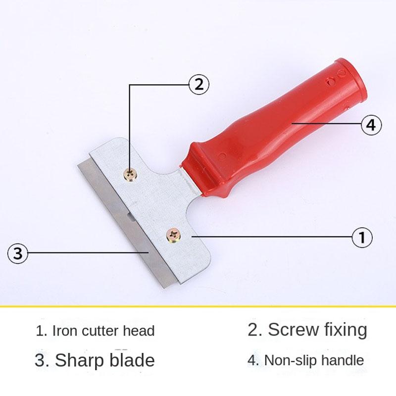Heavy Duty Iron Head Glass Window & Tile Floor Scraper Cleaner Tool for Paint, Ice & Wall Cleaning (Red)