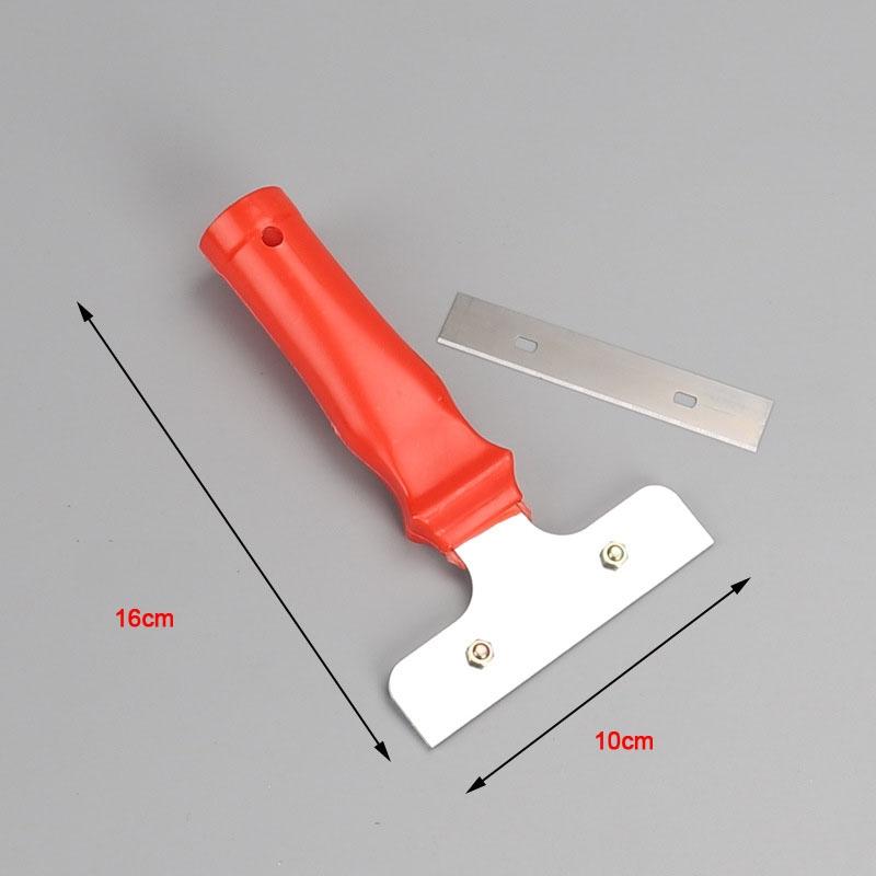 Heavy Duty Iron Head Glass Window & Tile Floor Scraper Cleaner Tool for Paint, Ice & Wall Cleaning (Red)