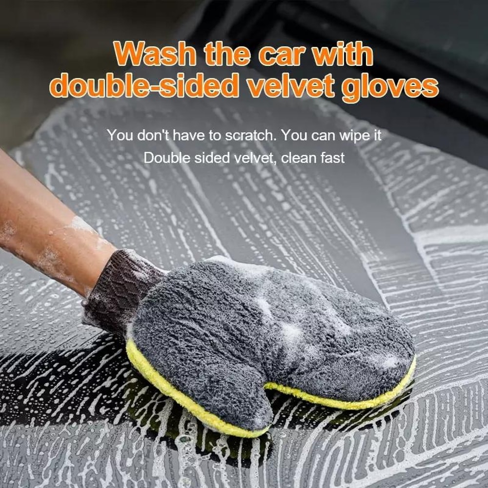 Soft Coral Fleece Car & Motorcycle Cleaning Gloves Scratch-Free Wash Mitt for Detailing