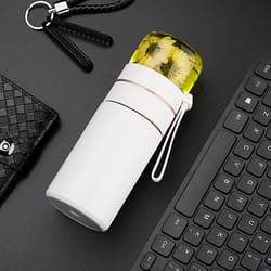 stainless steel thermos cup with tea infuser vacuum insulated leak proof travel tea mug