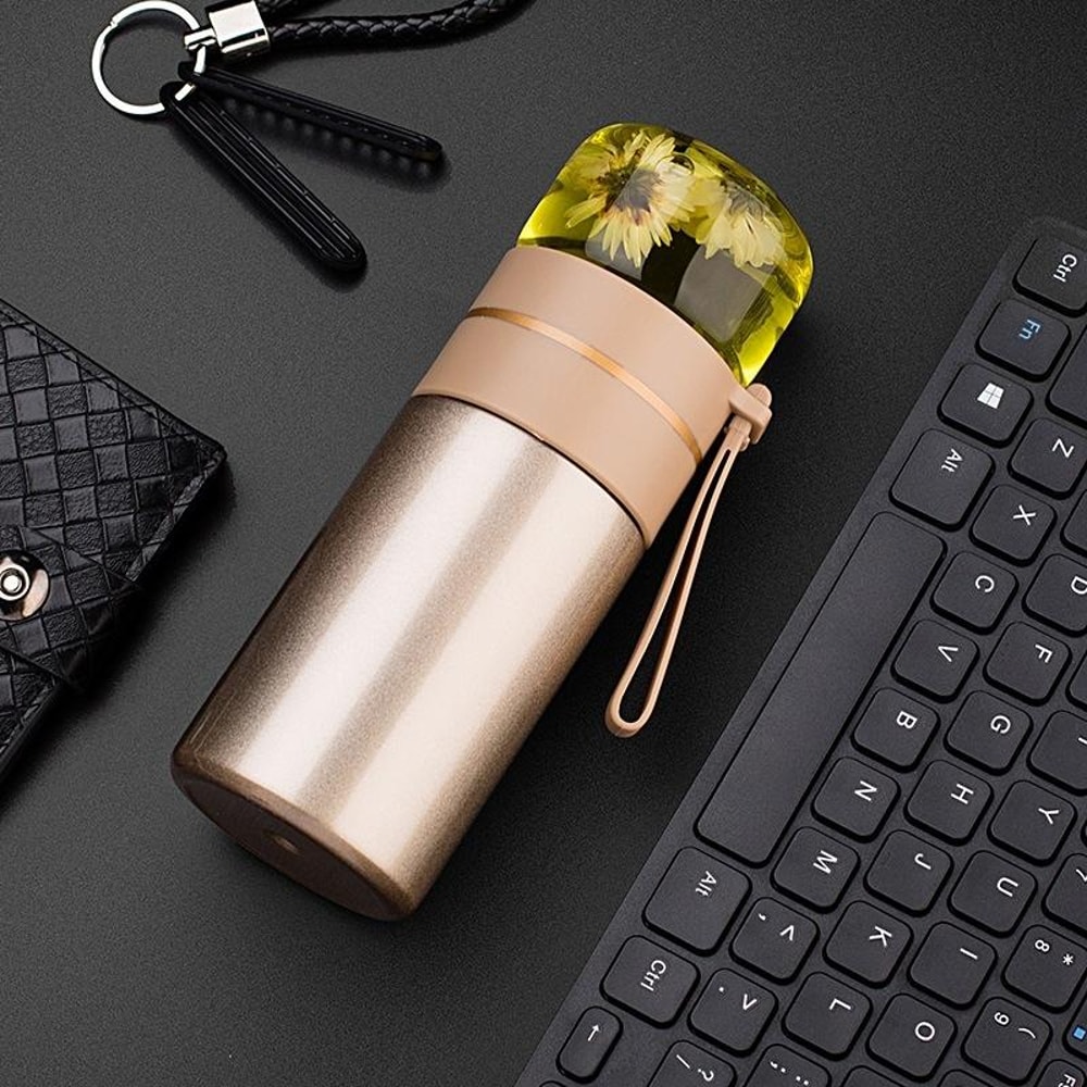 Stainless Steel Thermos Cup with Tea Infuser Vacuum Insulated Leak Proof Travel Tea Mug