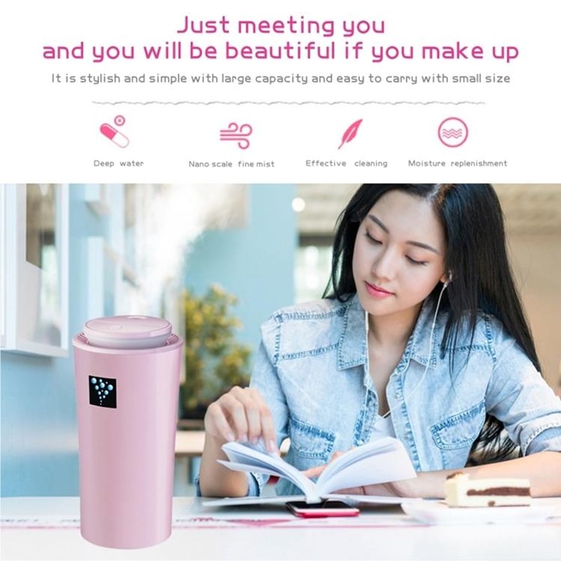 Mini Humidifier with LED Night Light 260ml Portable Air Humidifier for Home Car Desk Moisturizing Device