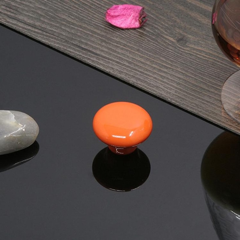 Orange Ceramic Cabinet Knob Drawer Handle Modern Literary Furniture Hardware Accent 0