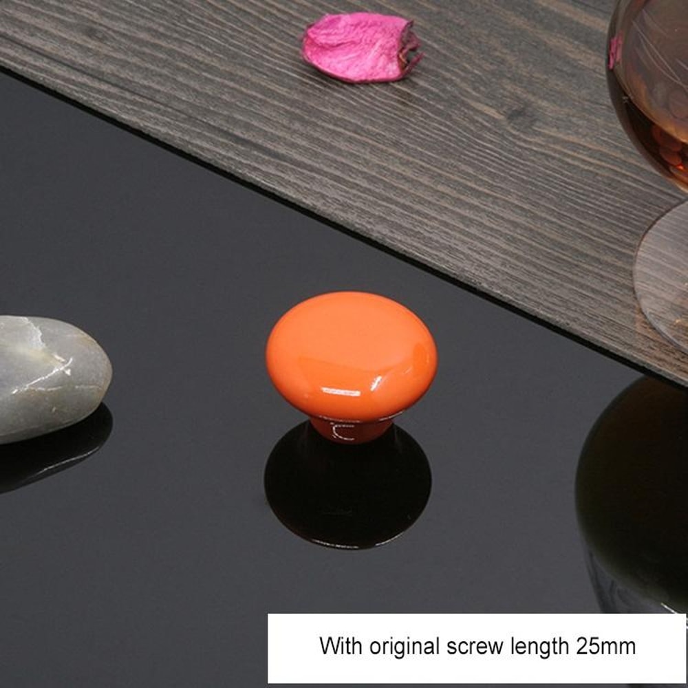 Orange Ceramic Cabinet Knob Drawer Handle Modern Literary Furniture Hardware Accent 1