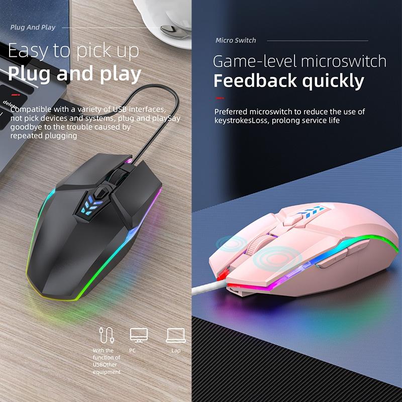 Wired Gaming Mouse Ergonomic USB Optical Mouse Adjustable DPI