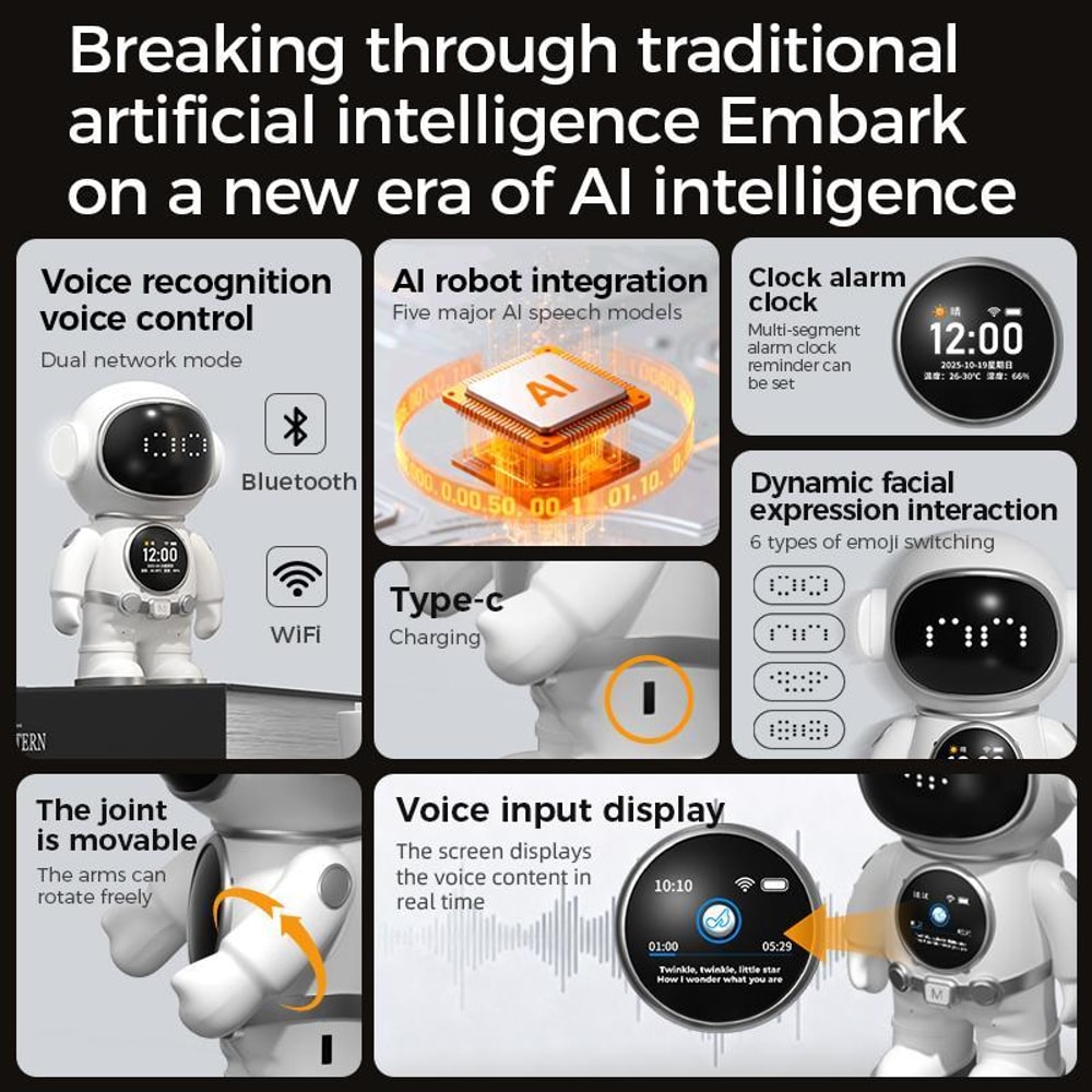 Smart Companion Robot Toy White Voice Assistant Educational AI Robot & Smart Robot Toy Speaker
