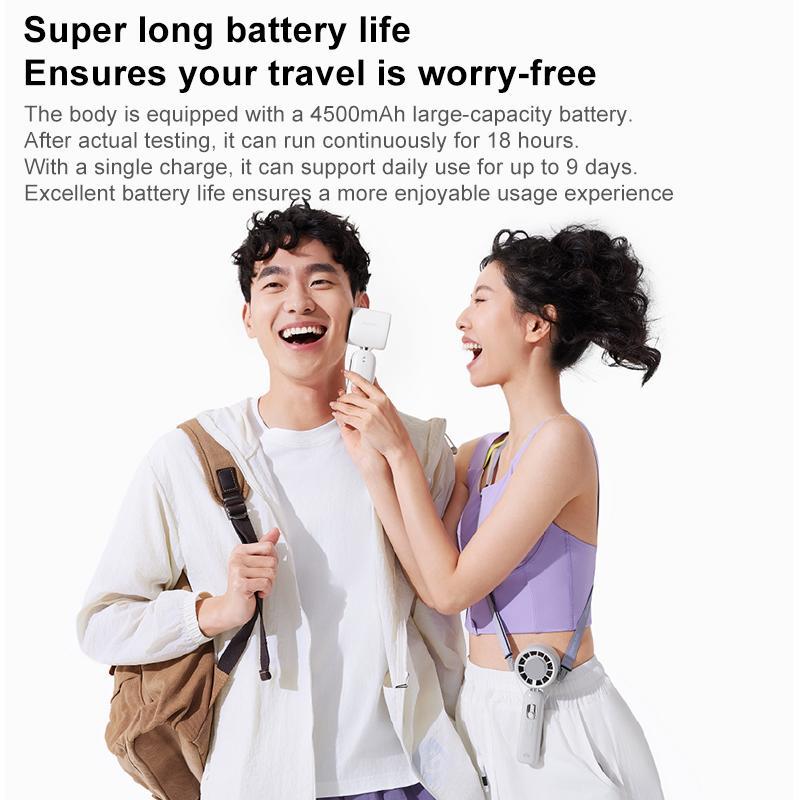 Max High Speed Silent Handheld Cooling Fan with Ice Cooling Portable Rechargeable Fan