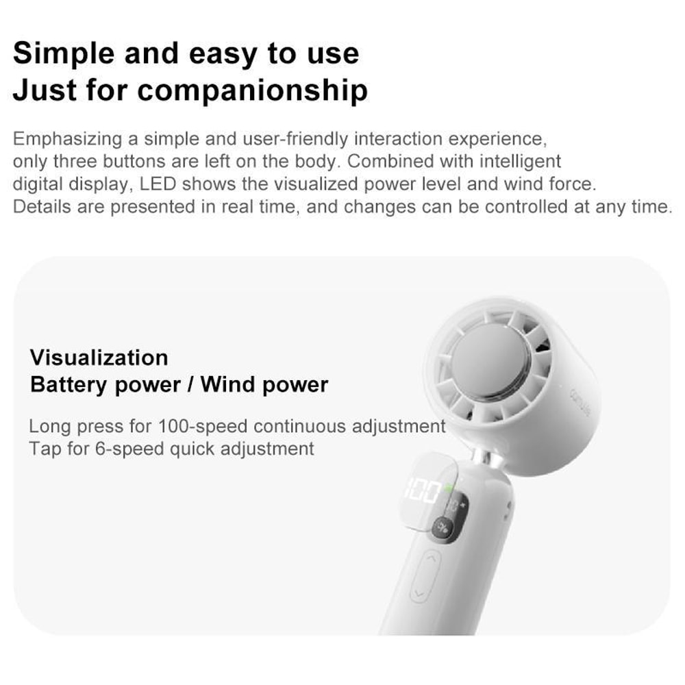 Max High Speed Silent Handheld Cooling Fan with Ice Cooling Portable Rechargeable Fan