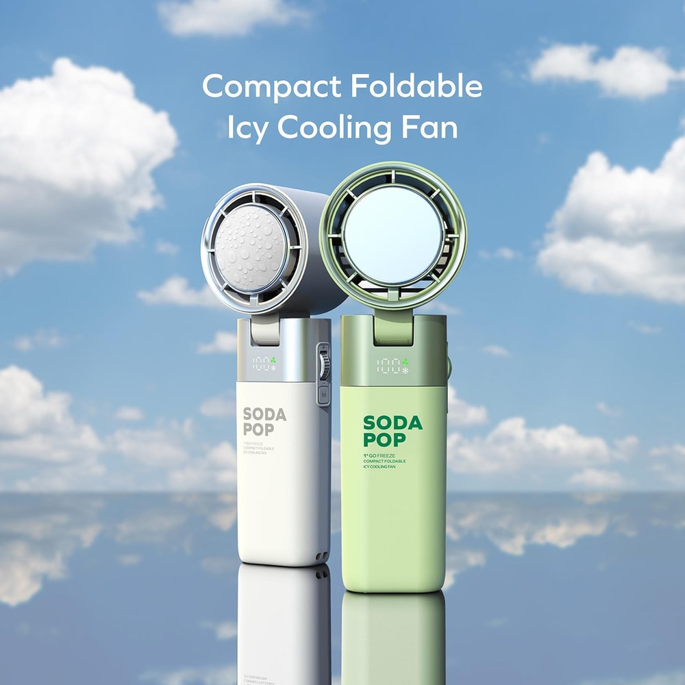 Momax Ice Cooling Handheld Fan Foldable High Speed Portable Fan with Ice Compress