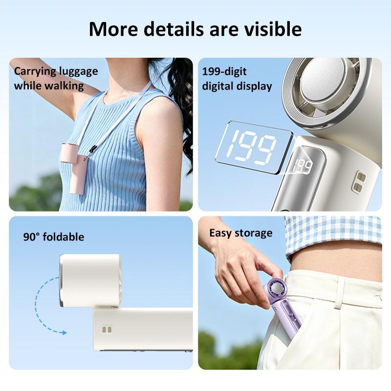 Portable Handheld Cooling Fan With Digital Display Rechargeable Mini Cooling Fan 6