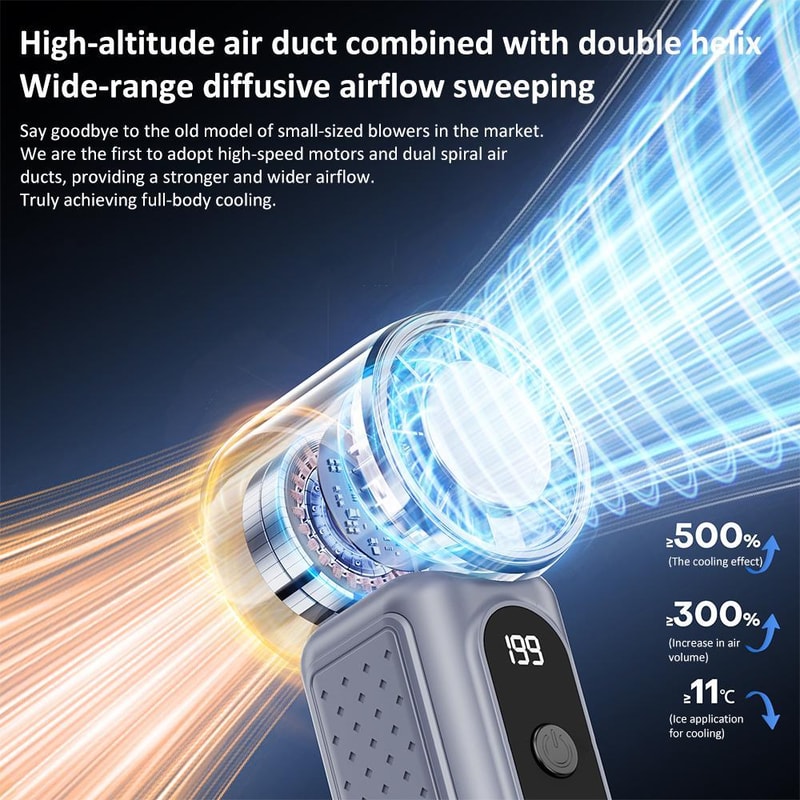 Turbocharged Mini Handheld Cooling Fan Portable Rechargeable Turbo Fan With Fast Cooling LED Displ 5