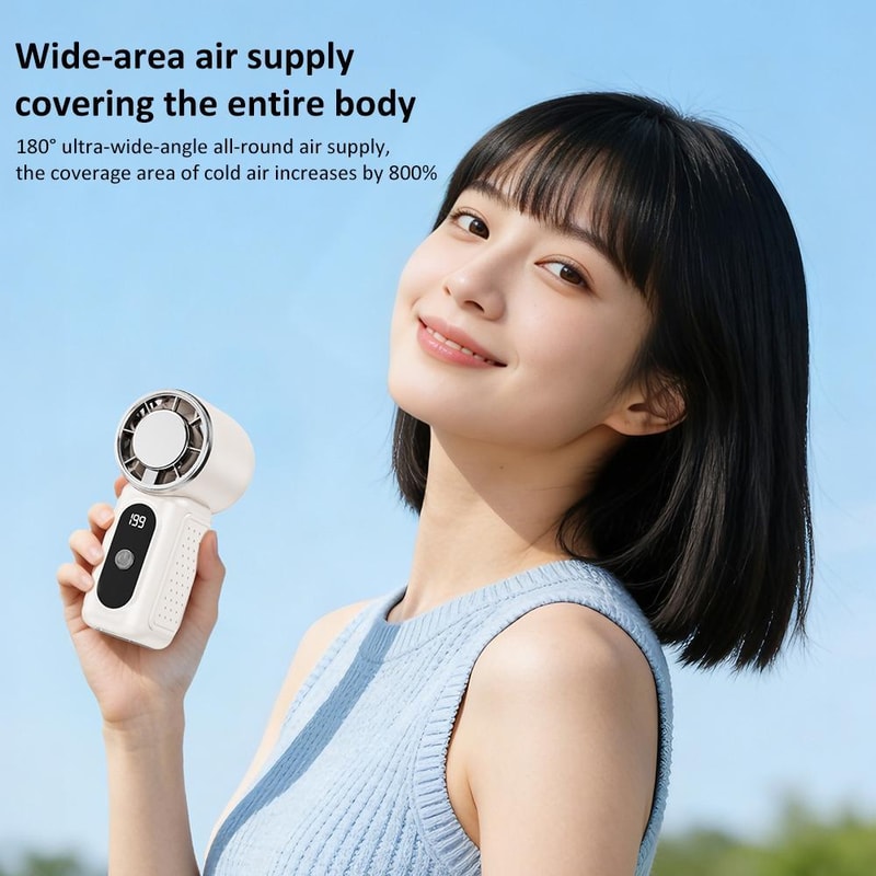 Turbocharged Mini Handheld Cooling Fan Portable Rechargeable Turbo Fan With Fast Cooling LED Displ 6