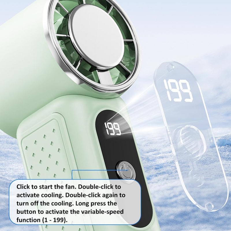 Turbocharged Mini Handheld Cooling Fan Portable Rechargeable Turbo Fan With Fast Cooling LED Displ 8