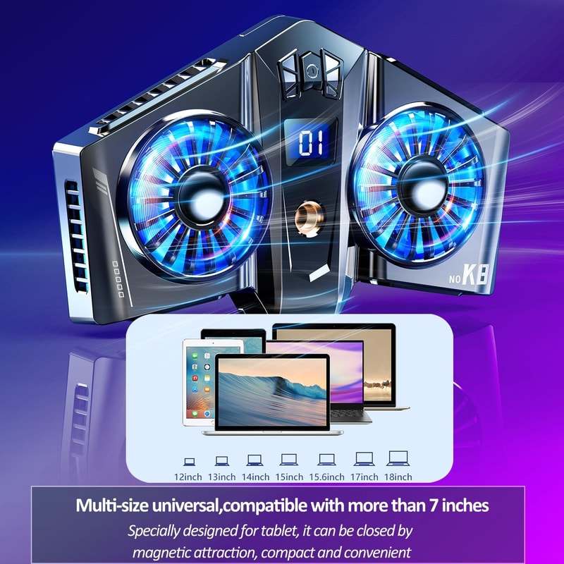 Twin Turbo Semiconductor Magnetic Tablet Cooling Fan, TEC Gaming Tablet Cooler Radiator